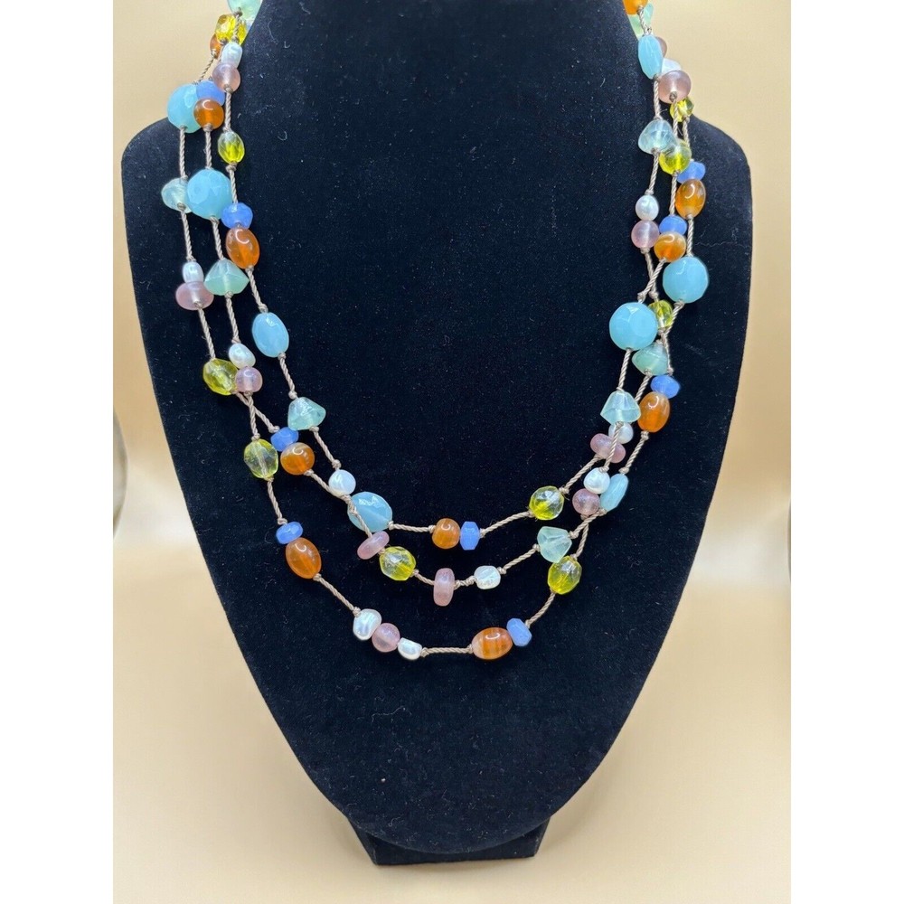 Vintage Multi Strand Mixed Bead 16”-18” Necklace